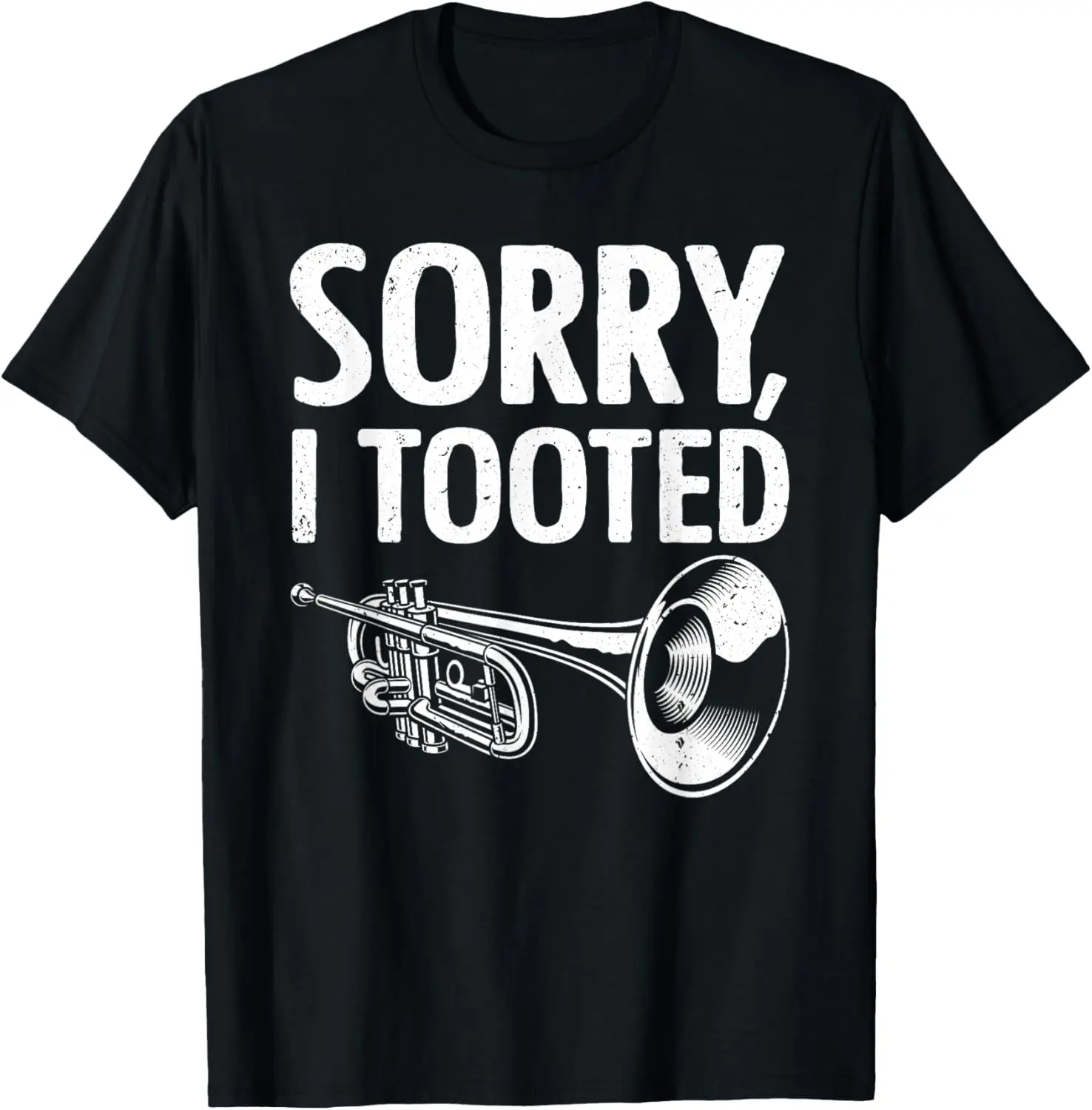 Women's 100% Cotton Short-Sleeves Crew Neck Casual Vintage Distressed Effect T-Shirt - Cute Trumpet Player Graphic Streetwear Everyday Top