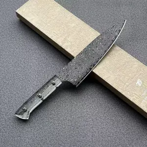 Tonggang 210 Professional Blade, 10Cr15CoMoV 45-Layer Blackened Damascus Steel, Acrylic Handle, Kitchenware Knives for Home Cooking, Christmas Gift