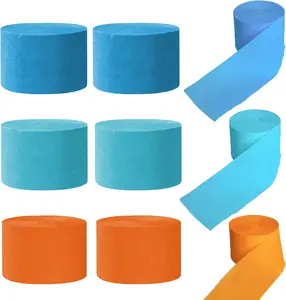 6 Rolls Crepe Paper Streamers 482 ft Pack of Orange/LightBlue/Blue Crepe Paper for Graduation Wedding Shower Gender Reveal Birthday Party Decorations (1.77 Inch x 82 Ft/Roll) - Home Improvement.