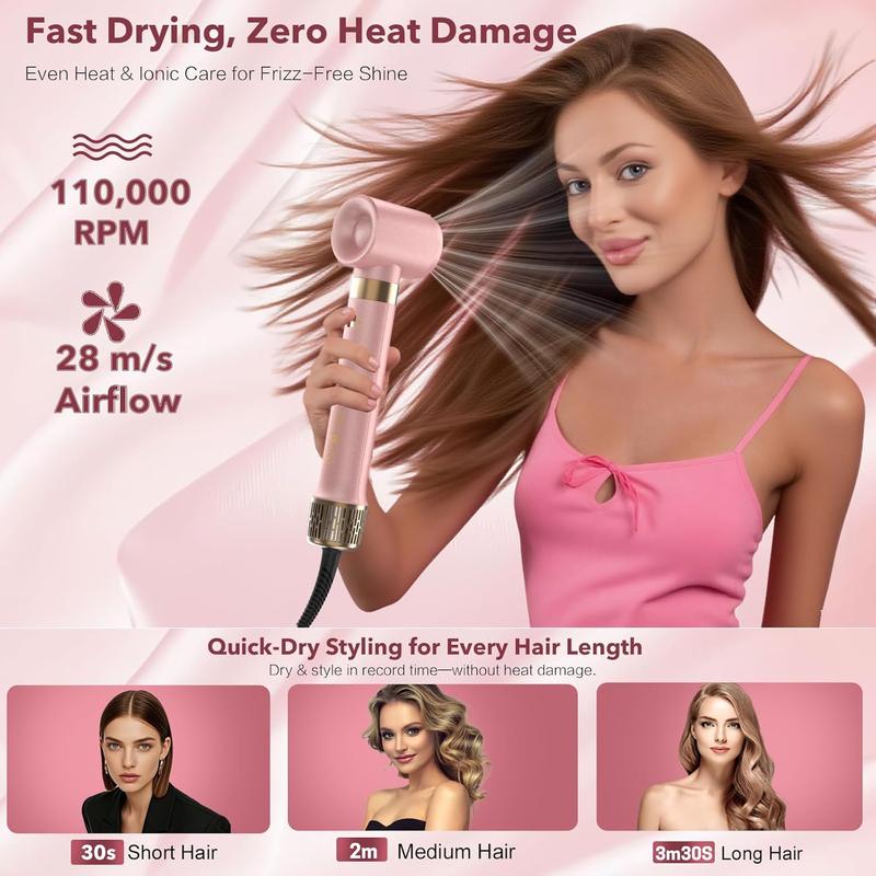 Mythsight StyleVibe 6-in-1 Hot Air Styler, High-Speed Air Auto Wrap Curler, Volumizing Styling Blower Brush, Hair Blow Dryer Brush with Travel Case, Smooth & Frizz-Free Blowout No Heat Damage, Perfect Present for Valentine Women Family Friend Gift