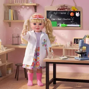 【Hard Plastic】BABESIDE American Realistic Baby Doll Girl, 16 Inch Pretend Play Dolls Set, Long Gold Ponytail Complete with Clothes and Toy Accessories Gift for Kids Age 3+