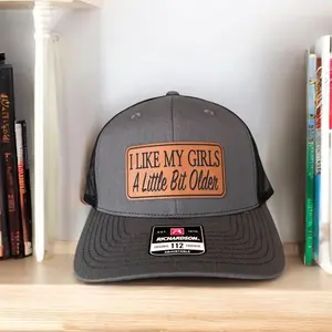 Trucker Hat “I Like My Girls A Little Bit Older”, Funny Leather Patch Snapback Cap, Breathable Mesh Back, Viral Humor Gift for Dad, Husband, Casual Style Hat