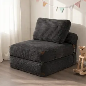 CAODOC Modern Foldable Cloud Sofa Bed for Living Room Bedroom Sleepover, Convertible Sleeper Chair Bean Bag Chair Style with Pillow, Plump Foam Filling, Anti Slip Bottom, Buckle Strap, No Assembly