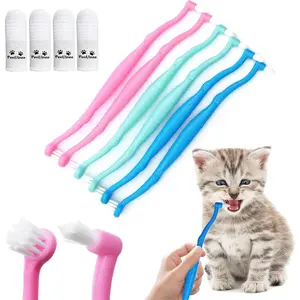 Dual Sided Cat Toothbrush Dog Toothbrush Finger Brush Micro Head, Suitable for Small to Large Dogs & Cats (White, Small)