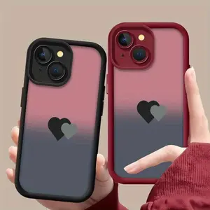 Phone case: Black And Gray Love Background Pattern Mobile Phone Case Is Suitable for Iphone16 15 14 13 12Promax Soft  11 Shock-Proof Protective Case, Suitable for Gifts for Male And Girlfriend