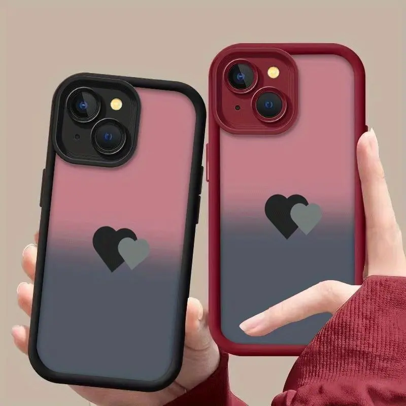 Phone case: Black And Gray Love Background Pattern Mobile Phone Case Is Suitable for Iphone16 15 14 13 12Promax Soft  11 Shock-Proof Protective Case, Suitable for Gifts for Male And Girlfriend