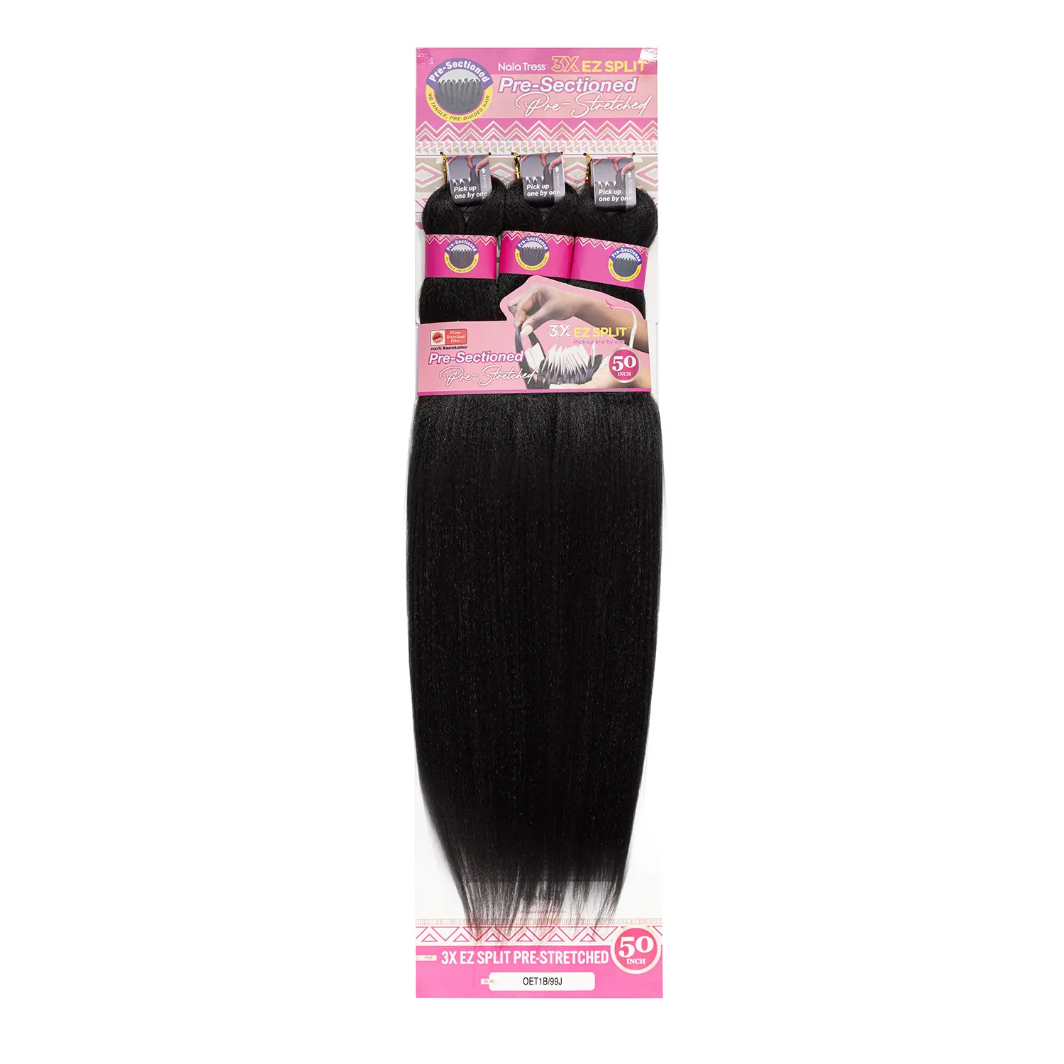 Janet Collection Pre-Sectioned Nala Tress 3X EZ Split Pre-Stretched Synthetic Extensions & Pieces, 50" Braids