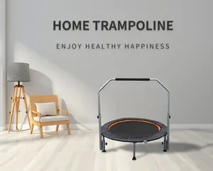 40/48'' Foldable mini trampoline max load 330lbs fitness rebounder with adjustable foam handle exercise trampoline fr adults indoor garden workout