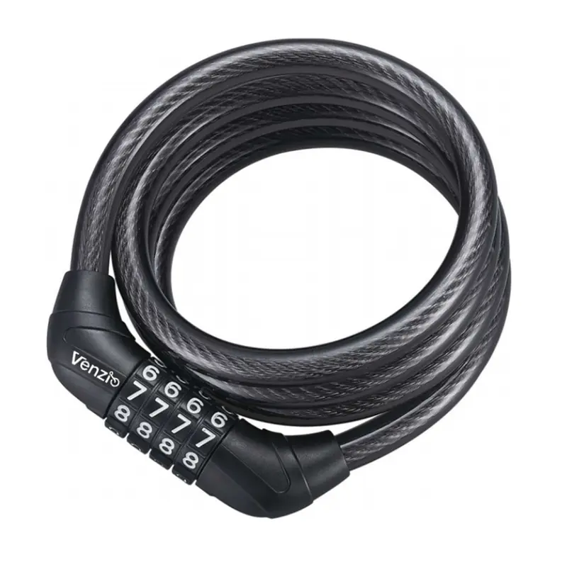 Venzio 10 mm Thickness Heavy-Duty 7-Strand Steel Cable Bike Lock, Scratch-Safe PVC, Self-Coiling Carry, Flexible Wrap, 2.62ft Keyless 4-Digit Combination for Adults, Outdoor Cycling Accessories