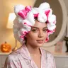【Black Friday】1 Pc Women's Teddy Bear Bonnet, Adjustable Plush 3D Satin-Lined Sleep Bonnet, Breathable Hair Care Bonnet for Themed Events, Parties & Casual Attire