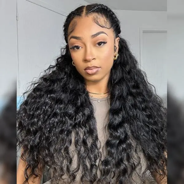 Alipearl Wig Pre Braided Loose Deep Wave 13x6 Lace Frontal Wig With Braids Human Hair Pre Cut Lace Pre Curled Wig For Women