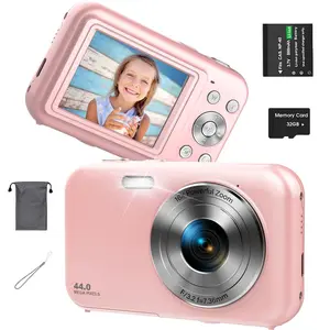 16X Optical Zoom Digital Cameras with 32GB Memory Card for Summer, 1080P＆44MP Video Photo Camera, Pink Portable Camera, Anti-shake Point & Shoot Camera Electronics, Digital Camera, Travel Accessories