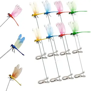 Multipurpose Fake Dragonfly Decor - 8PCs Set for Garden Stakes, Hat & Clothing Decor, Colorful 3D Dragonfly Ornaments for Indoor & Outdoor Use
