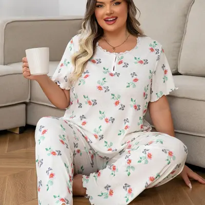 Lace Comfortable Plus Size Pajamas Sanderala Sexy Women Lace