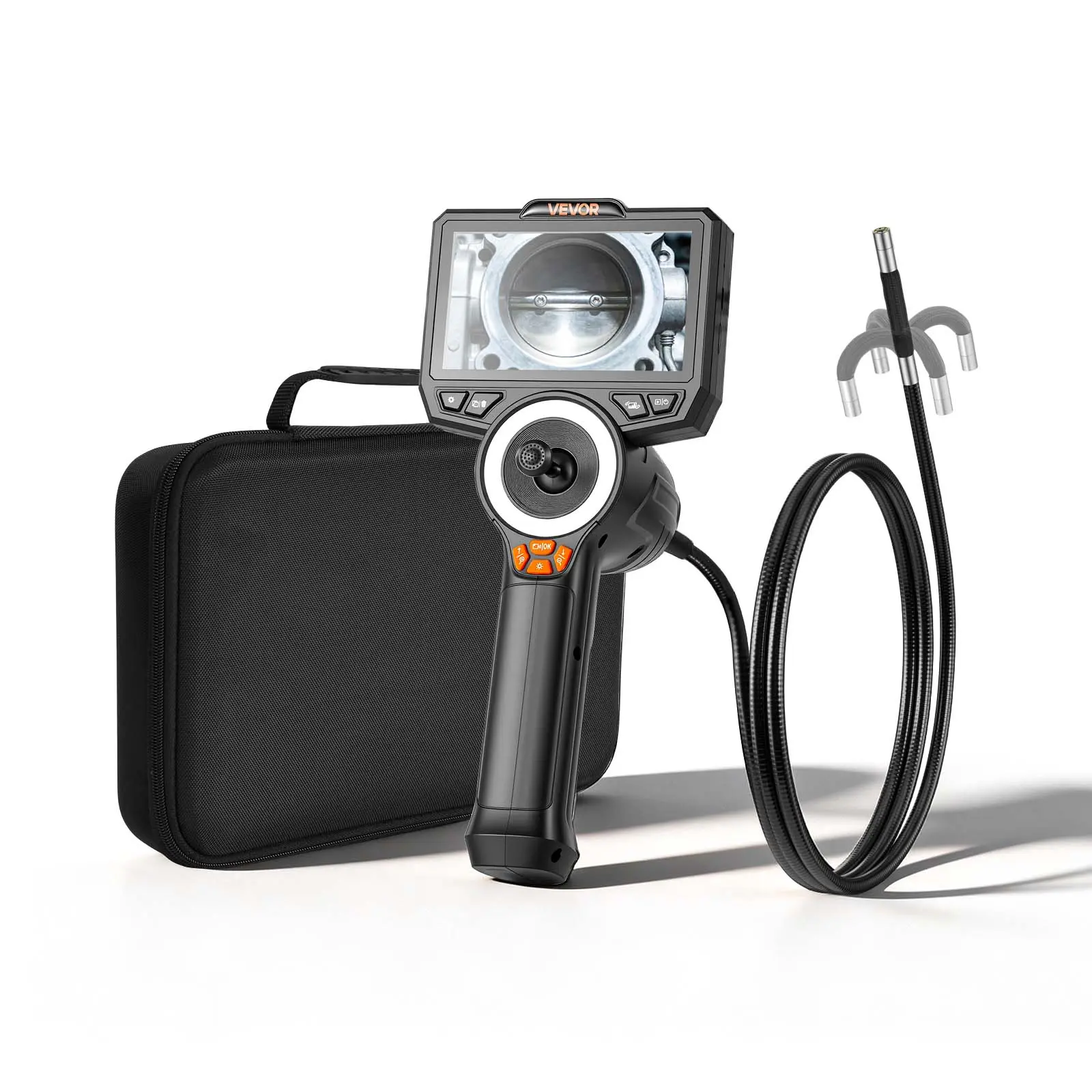 【DealsForYouDays】VEVOR 4-Way Articulating Lighted Borescope, True 1080P HD Industrial Inspection Camera with Built-in Light, 4.9FT Flexible Snake Probe for Wall Automotive Inspecting, Waterproof Diagnostic Tool