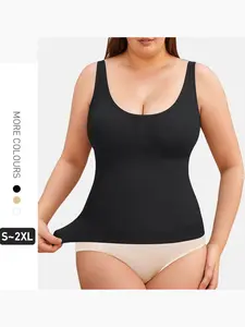 Women Plus Size Seamless Shapewear Tank Top Spaghetti Strap Tummy Control Compression Slimming Body Shaper Sleeveless Camisole
