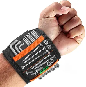 Magnetic Wristband with 15 Powerful Magnets, Tool Wrist Band for Screws, Nails and Drilling Bits, Gift for Husband, Dad, Handymen and Wood Working Men																	