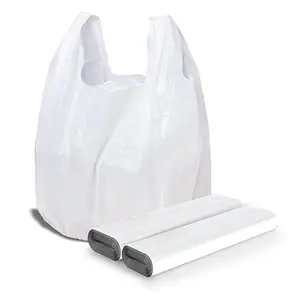 Plastic Bags - 100Pack (25 mic thickness) (11.5'x 6.5" x 21') with Handles - Small Business & Grocery Bags in Bulk - Heavy Duty, Unscented