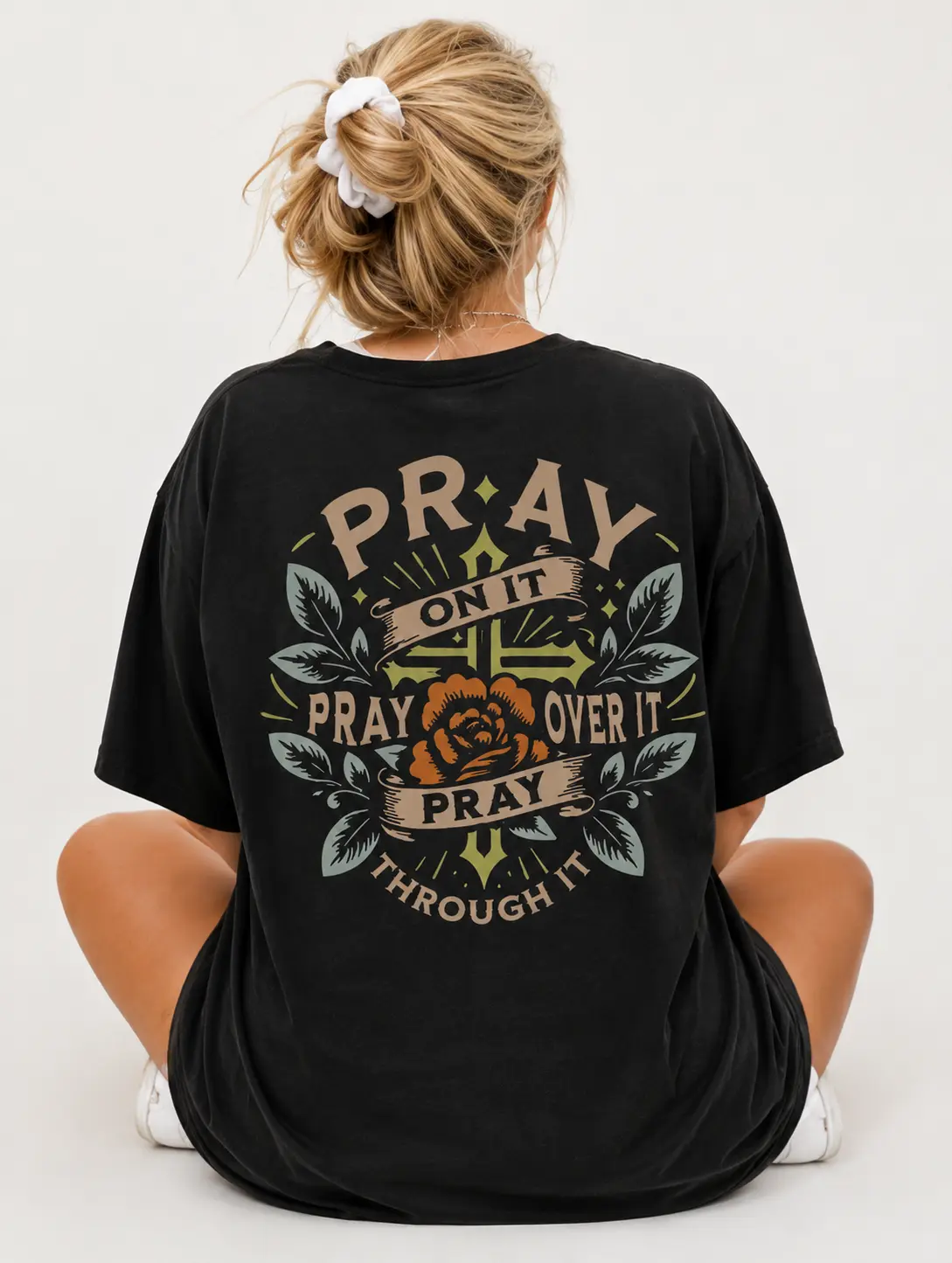 Pray Print Women T Shirts 100 Cotton Loose Fit Crew Neck Short Sleeve Casual Daily Wear Gift Religious Faith Graphic Tees For Women