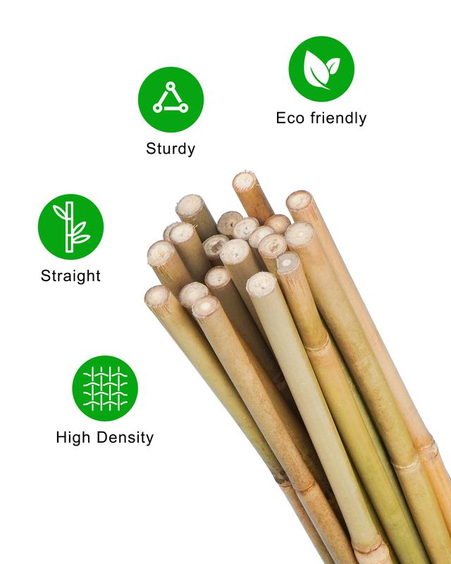 2FT-6FT Natural Bamboo Plant Stakes, Garden Support for Tomatoes & Flowers
