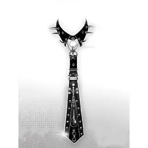 TOP Rock Sniper Original Handmade Alt Grunge Dark Punk Heavy Craft Tie with Spiked Hardware Guitar Motifs & Heavy Metal Studs for Alt Girls Rock Rebels Grunge Queens