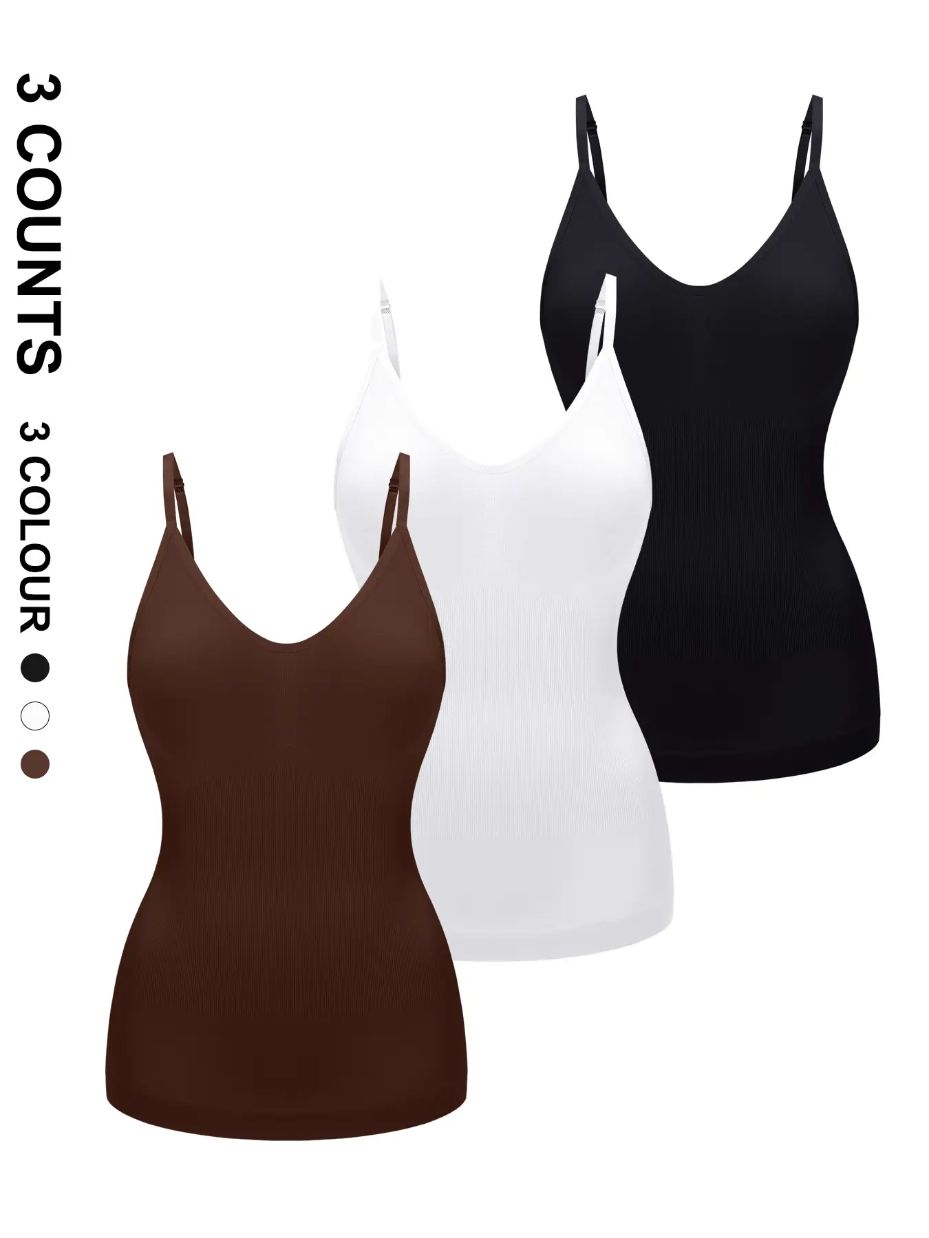 Women's Slimming Fit Knitted Shirts, Comfortable Undergarments, Compression Shapewear, Casual Adjustable Sleeveless Spaghetti Strap Tops, Waist Cinching & Abdomen Binding Design, Basic, Womenswear