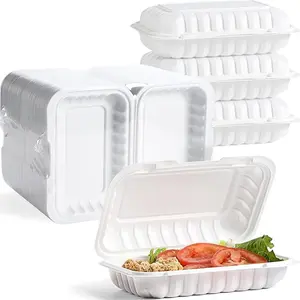 28 OZ Clamshell Food Containers, Reusable Shrink Wrap  9 x 6 Inch Plastic Hinged To Go Container Microwave Freezer Safe BPA Free MFPP Take Out Boxes-PP206