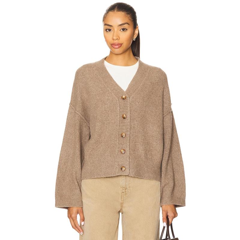 Free People Cool Of The Night Cardi in Mocha Melange