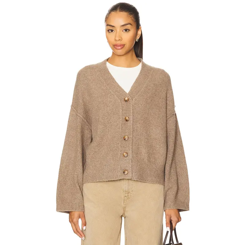 Free People Cool Of The Night Cardi in Mocha Melange