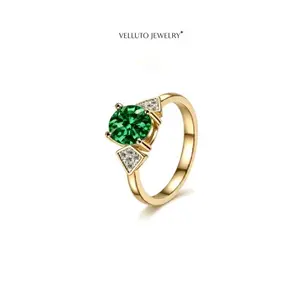 Green Moissanite Adjustable Ring with Gold-Plated, 2.0 Carat Total Weight – High Color Dispersion, Exquisite Details, Wedding Wear