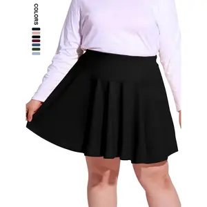 [Plus Size] Solid High Waist Skort, Casual Comfort Minimalist Basic Pocket A Line Skirt for Daily Wear, Women's Bottoms for Summer, Casual Sporty Skorts