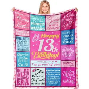13th Birthday Gifts for Girls - 13 Years Old Girls Birthday Gifts - 13th Birthday Decorations for Girl - 13-Year-Old-Girl Gift for Daughter Granddaughter Niece - 13-Year-Old Flannel Blanket