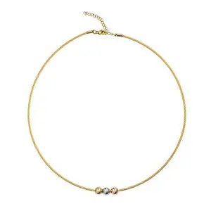 Stately Steel Stainless Steel Triple Ball Cable Wire Necklace
