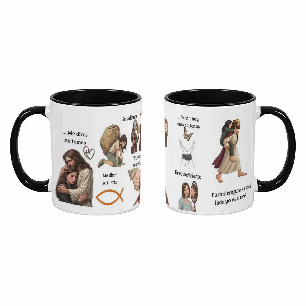 Christian Jesus Comforting Quotes Mug (11oz/15oz) Inspirational Faith Print Pattern Durable Ceramic Heat Sensitive Design Perfect for Daily Prayer Sunday Church Services Thoughtful Religious Encouragement Gift Meditation and Spiritual Reflection Sessions