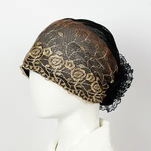 2026 Ethnic Style Mesh Embroidered Cap - Fashionable Thin Design, Hair Bun & Hair Flower Compatible Headscarf Hat (Sports & Outdoor Accessory)
