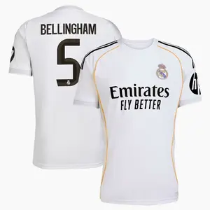 Unisex White Soccer Jersey Personalized Name & Number Football Shirt Unisex Breathable Fan Style Tee 2025/2026 Home