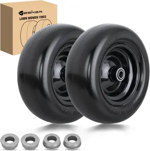 Yesker 11x4.00-5 Solid Lawn Mower Tires, 11" Flat-Free Polyurethane Tire with 3/4" Axle Bore & 3.4" Hub Length, Airless Replacement Wheels for Lawn Mowers, 2 Pack
