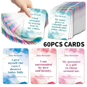 60pcs Daily Reminder Motivational Encouragement Cards, Positive Affirmation Cards for for Daily Inspiration, Mindfulness & Self Care, Inspirational Gifts for Women and Men