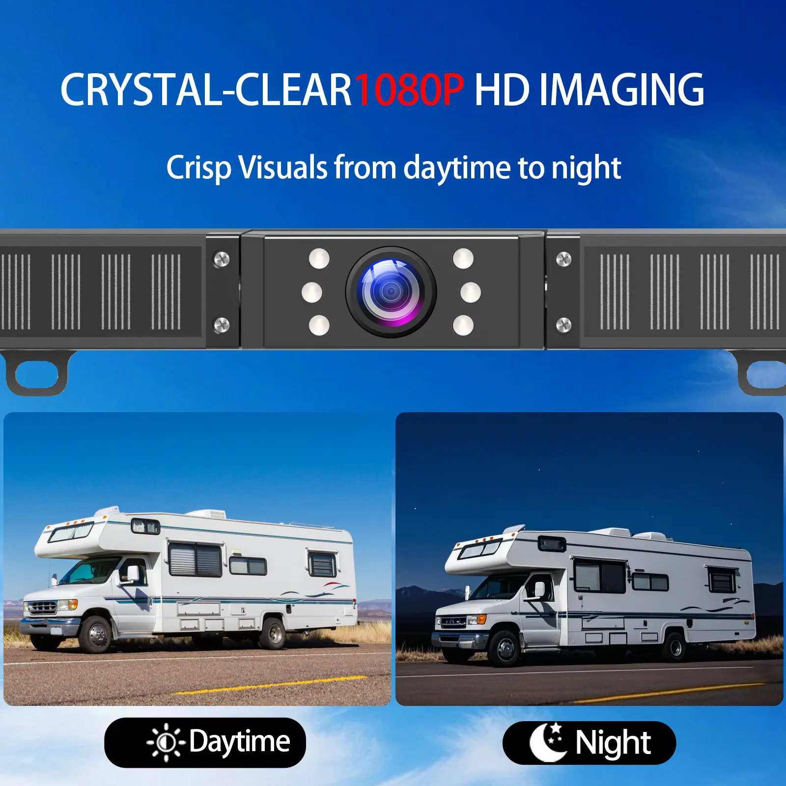 Magnetic Solar Wireless Backup Camera - 5 Inch HD Screen With Voice Control