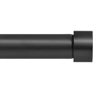 Drapery Window Curtain Rod - End Cap Style Design 1 Inch Pole. 28 to 48 Inch Color Black