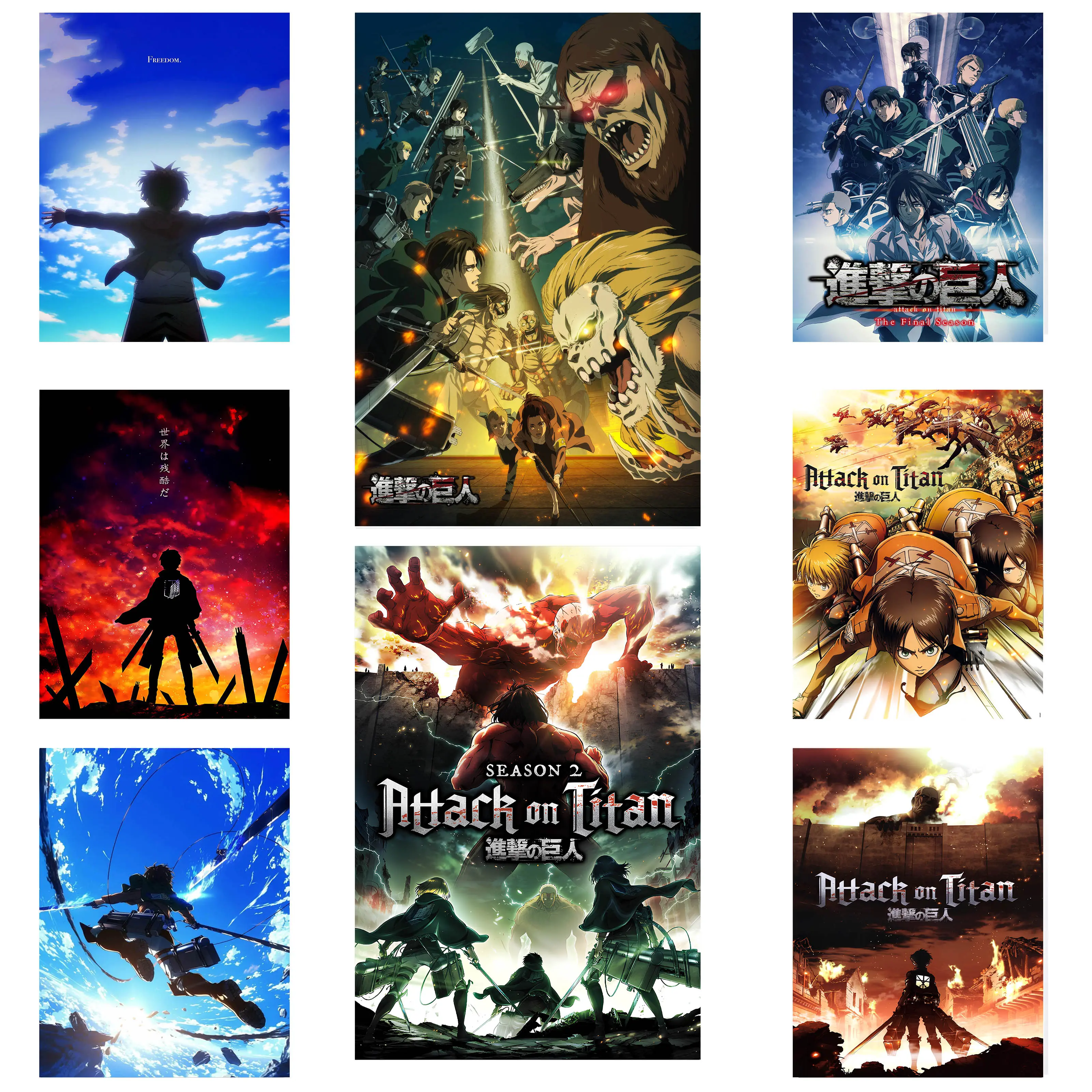 Attack On Titan Anime Poster Canvas Wall Art Japanese Manga Room Decor AOT Final Season Print Bedroom Gaming Setup Decoration Gift for Anime Fans