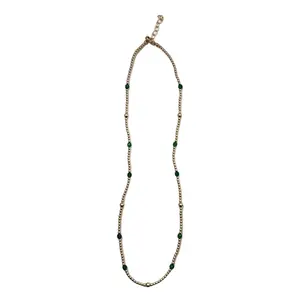 Protect Your Power Chakra Choker Green 14k Real Gold Filled Necklace with Emerald Beads Adjustable Length Lightweight Comfortable Wear