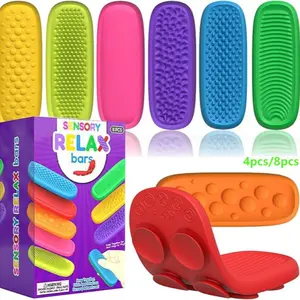 8pcs Silicone Sensory Fidget Stones Toy, Upgrade Version with Suction Base, Stress Relief Toy, Bright Colors, Classroom Relaxation Reward, Decompression Squeeze