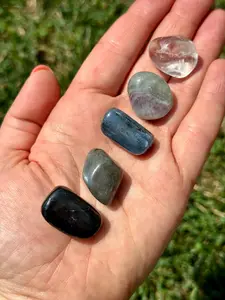 Mercury Retrograde Crystal Set - Tumbled Stones Blue Kyanite, Shungite, Fluorite, Labradorite, Clear Quartz