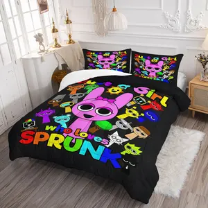 Trendy Sprunki Game Quilt Set Includes 1 Quilt, 1/2 Pillowcase, No Filling, Festive Gift, Game-Themed Bedroom Decoration And Practical Item.