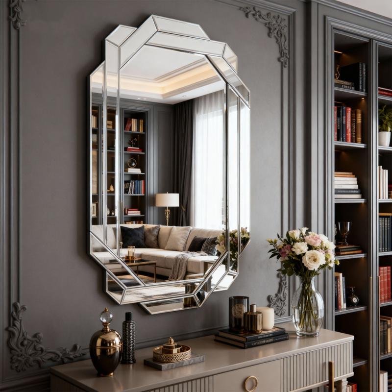 Large Wall Mirror for Decor 35.8 x 23.8 Inch Frameless Beveled Edge Full Length Mirror for Living Room Bathroom Bedroom Hallway Dining Room Modern Versatile Hanging Option