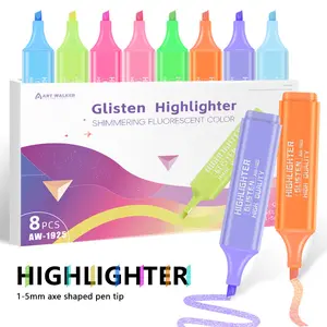 8 Pastel Glitter Highlighters with Chisel Tip - The Perfect Set for Bible Journaling, Scripture Writing & Daily Planning.Smooth Glide, No Bleed Through!