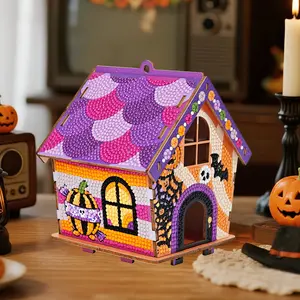 DIY Diamond Painting House Block Kit: Adorable Halloween Decor That Shines Bright After Assembly