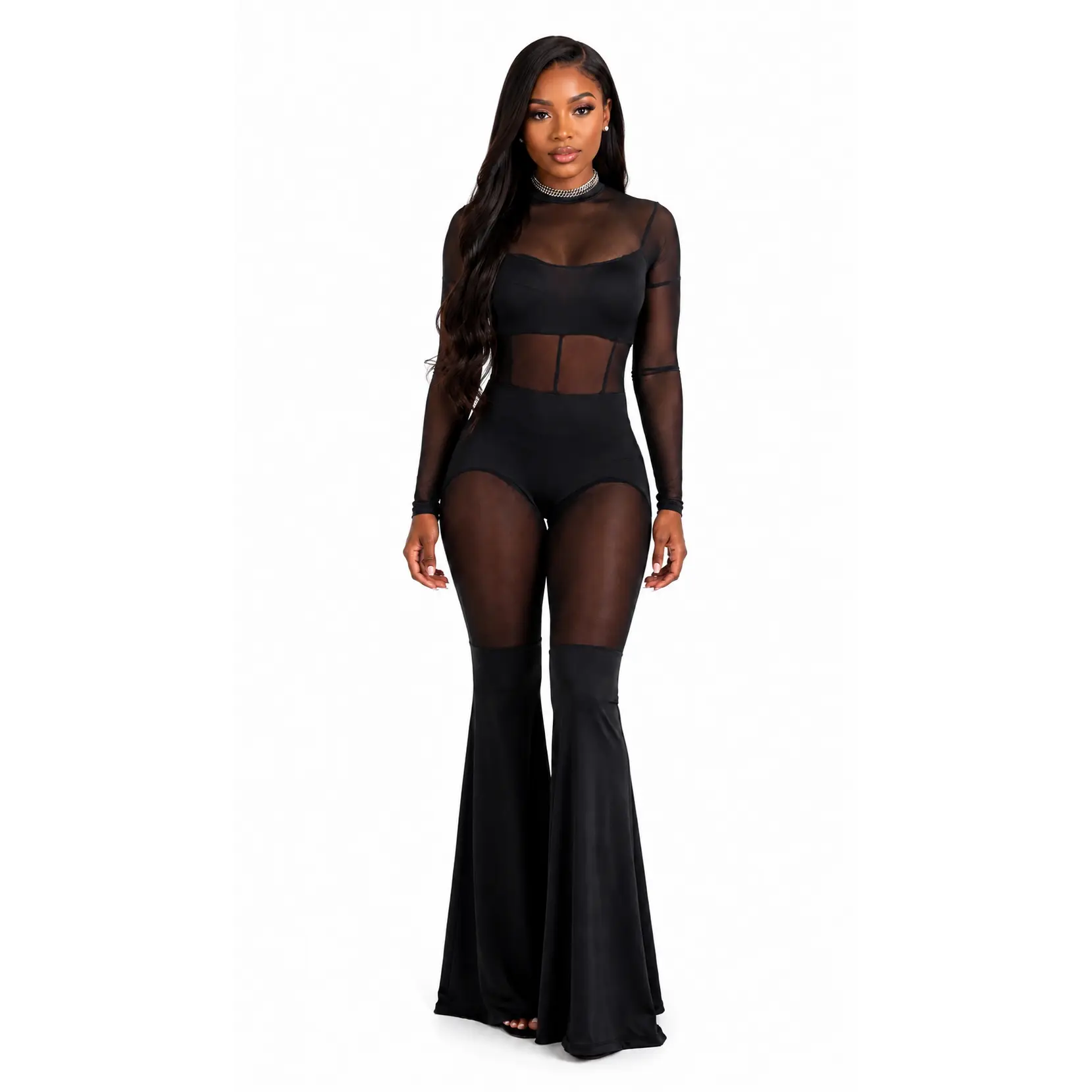 Sheer Elegance Mesh Jumpsuit