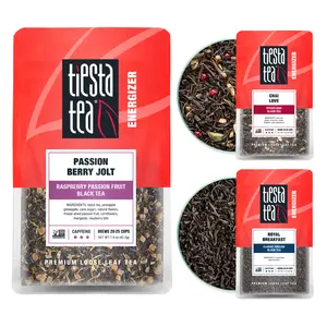 Tiesta Tea - Black Loose Leaf Tea Gift Box, 3 Pouches, High Caffeine, Hot & Iced Tea, Variety Pack with Chai, Fruit Black & English Breakfast Tea Bags, Loose Leaf Black Tea Assortment